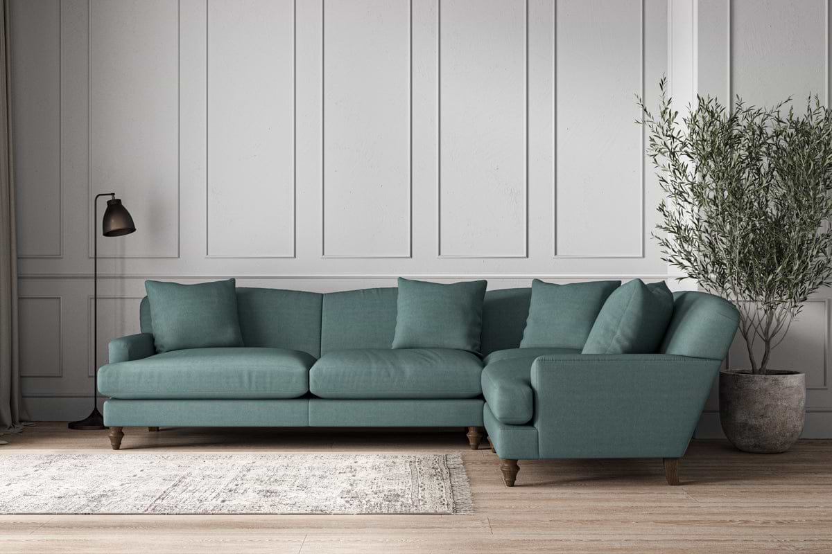 Deni Grand Right Hand Corner Sofa - Recycled Cotton Airforce-MAKE TO ORDER-Nkuku