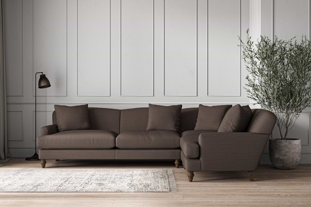 Deni Grand Right Hand Corner Sofa - Recycled Cotton Mocha-MAKE TO ORDER-Nkuku