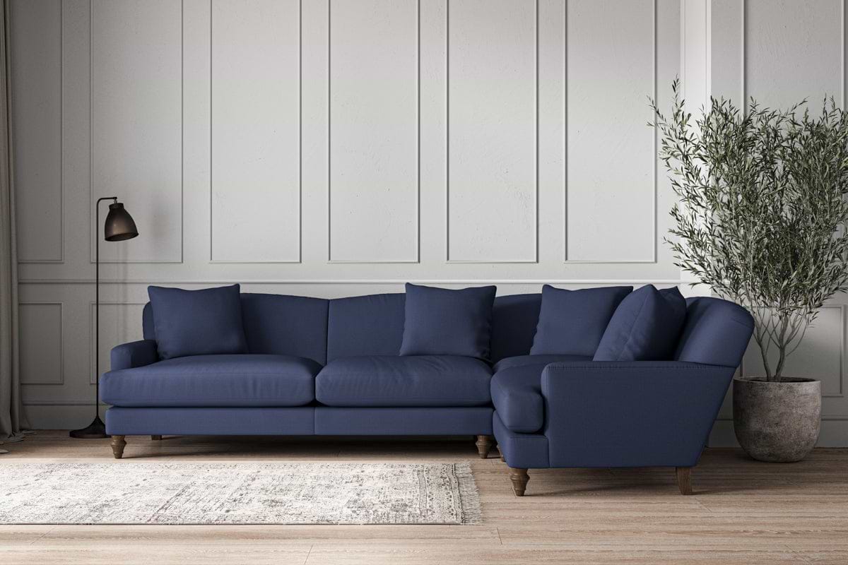 Deni Grand Right Hand Corner Sofa - Recycled Cotton Navy-MAKE TO ORDER-Nkuku