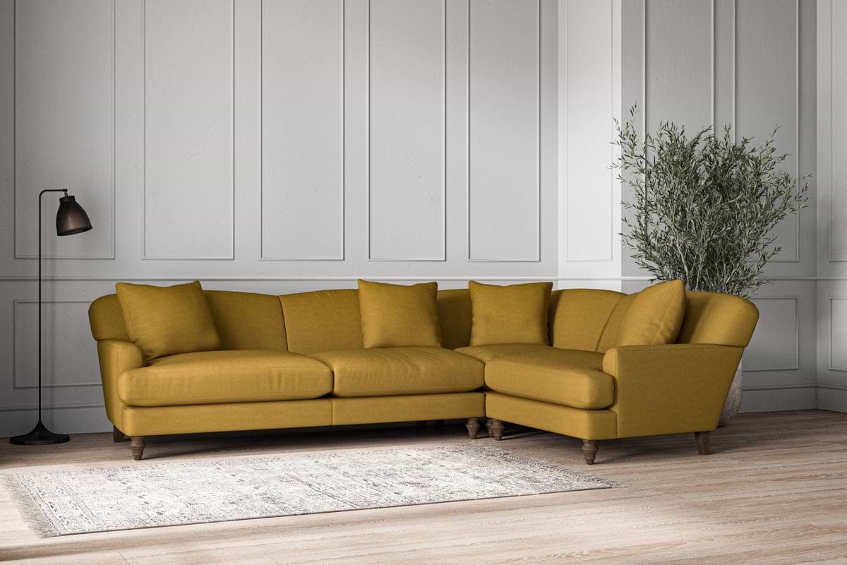 Deni Grand Right Hand Corner Sofa - Recycled Cotton Ochre