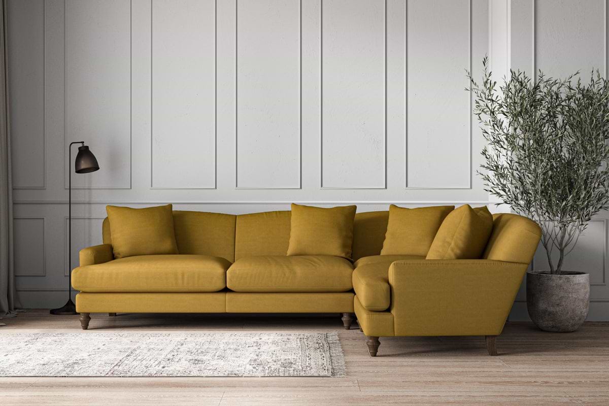 Deni Grand Right Hand Corner Sofa - Recycled Cotton Ochre-MAKE TO ORDER-Nkuku