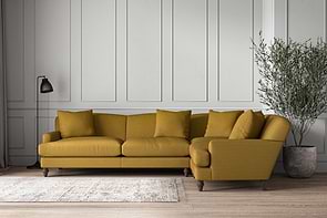 Deni Grand Right Hand Corner Sofa - Recycled Cotton Ochre