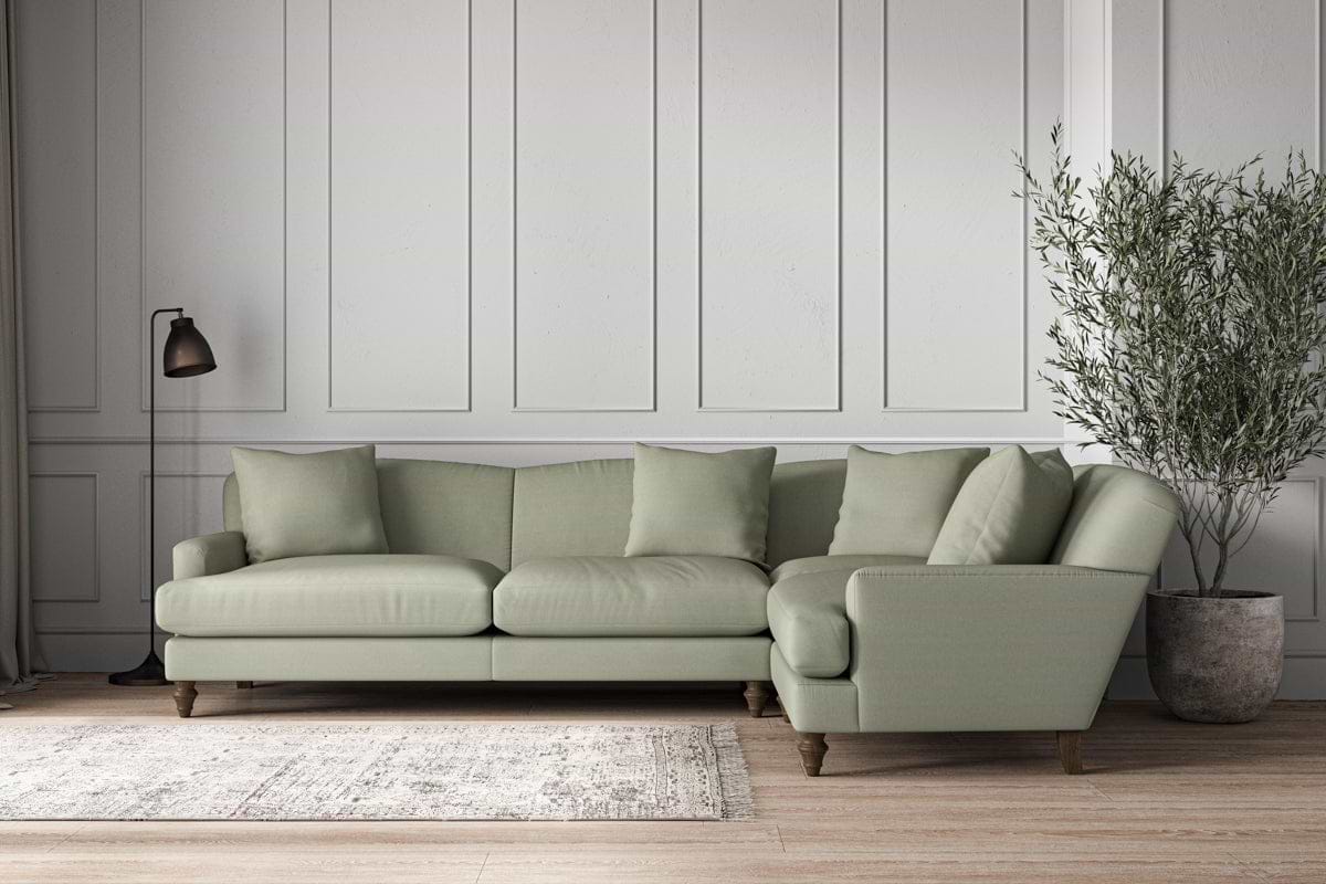 Deni Grand Right Hand Corner Sofa - Recycled Cotton Seaspray-MAKE TO ORDER-Nkuku
