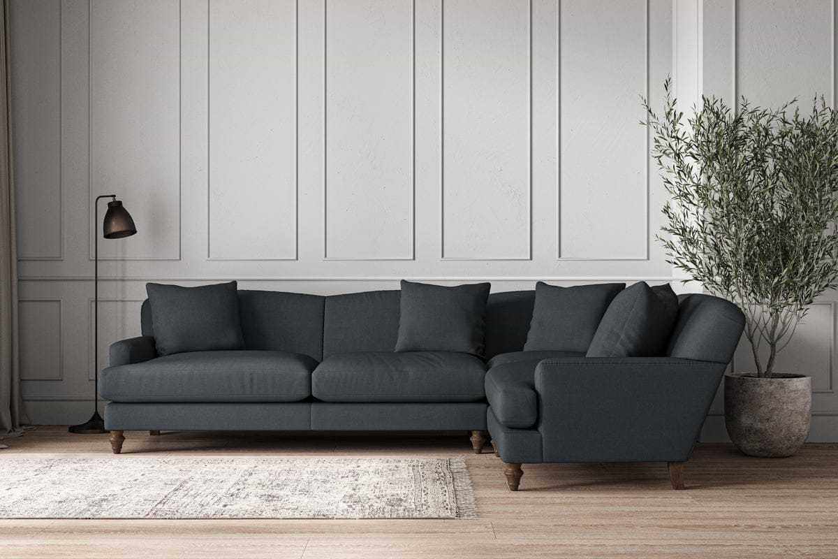 Deni Grand Right Hand Corner Sofa - Recycled Cotton Thunder-MAKE TO ORDER-Nkuku