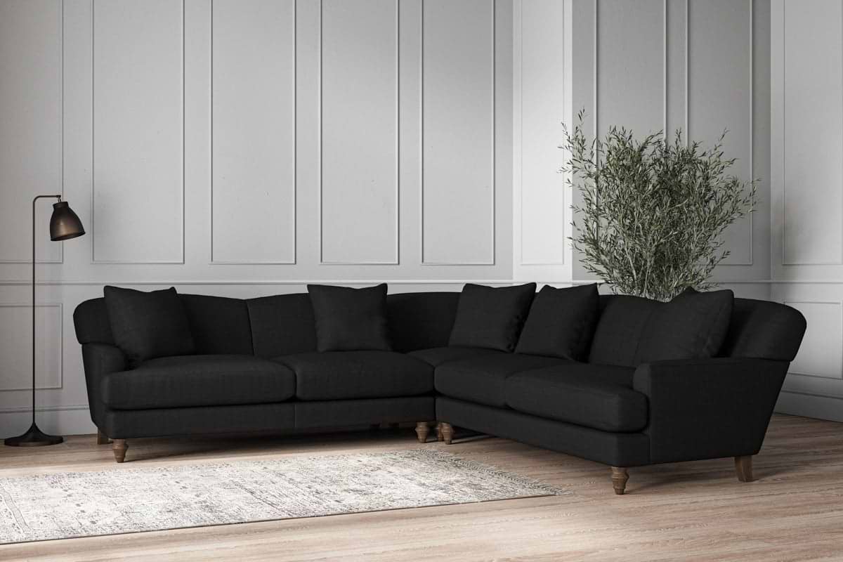 Deni Large Corner Sofa - Brera Linen Charcoal-MAKE TO ORDER-Nkuku
