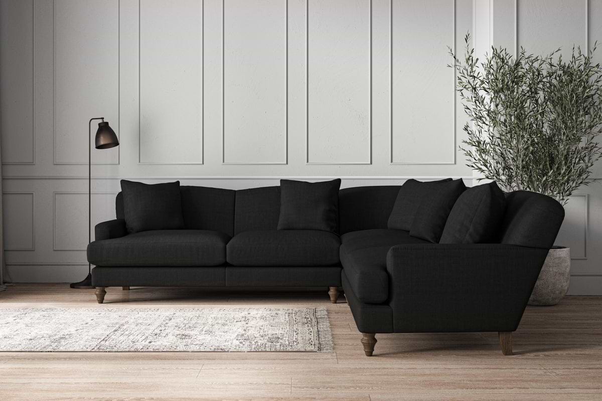 Deni Large Corner Sofa - Brera Linen Charcoal-MAKE TO ORDER-Nkuku