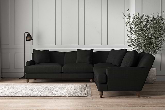 Deni Large Corner Sofa - Brera Linen Charcoal-MAKE TO ORDER-Nkuku