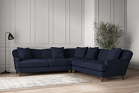 Deni Large Corner Sofa - Brera Linen Indigo-MAKE TO ORDER-Nkuku