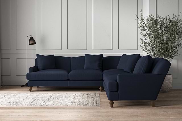 Deni Large Corner Sofa - Brera Linen Indigo-MAKE TO ORDER-Nkuku