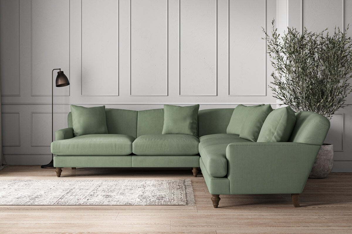 Deni Large Corner Sofa - Brera Linen Jade-MAKE TO ORDER-Nkuku