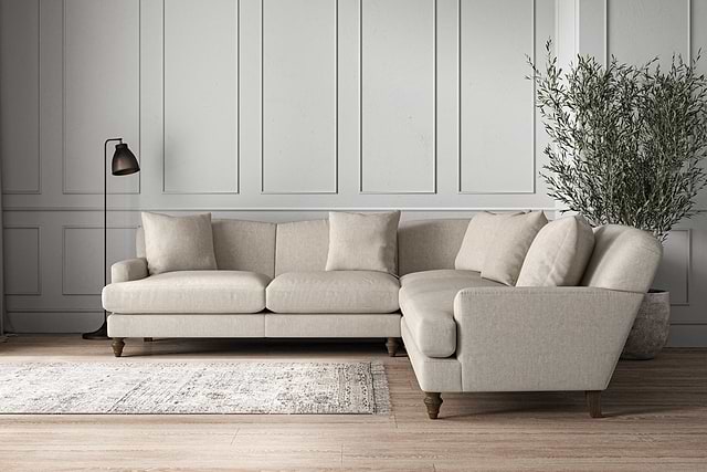 Deni Large Corner Sofa - Brera Linen Natural-MAKE TO ORDER-Nkuku