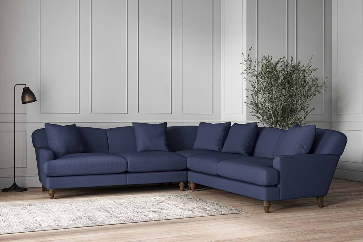 Deni Large Corner Sofa - Recycled Cotton Navy-MAKE TO ORDER-Nkuku
