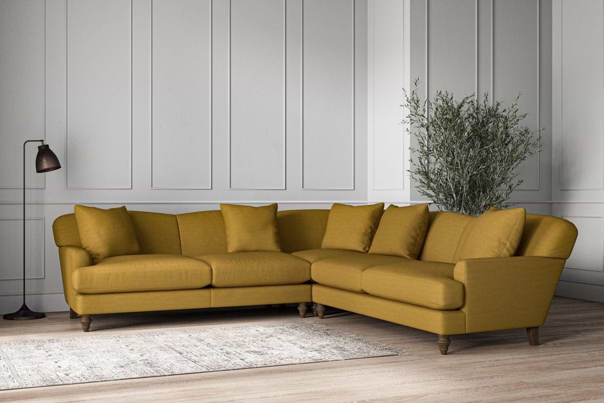 Deni Large Corner Sofa - Recycled Cotton Ochre-MAKE TO ORDER-Nkuku