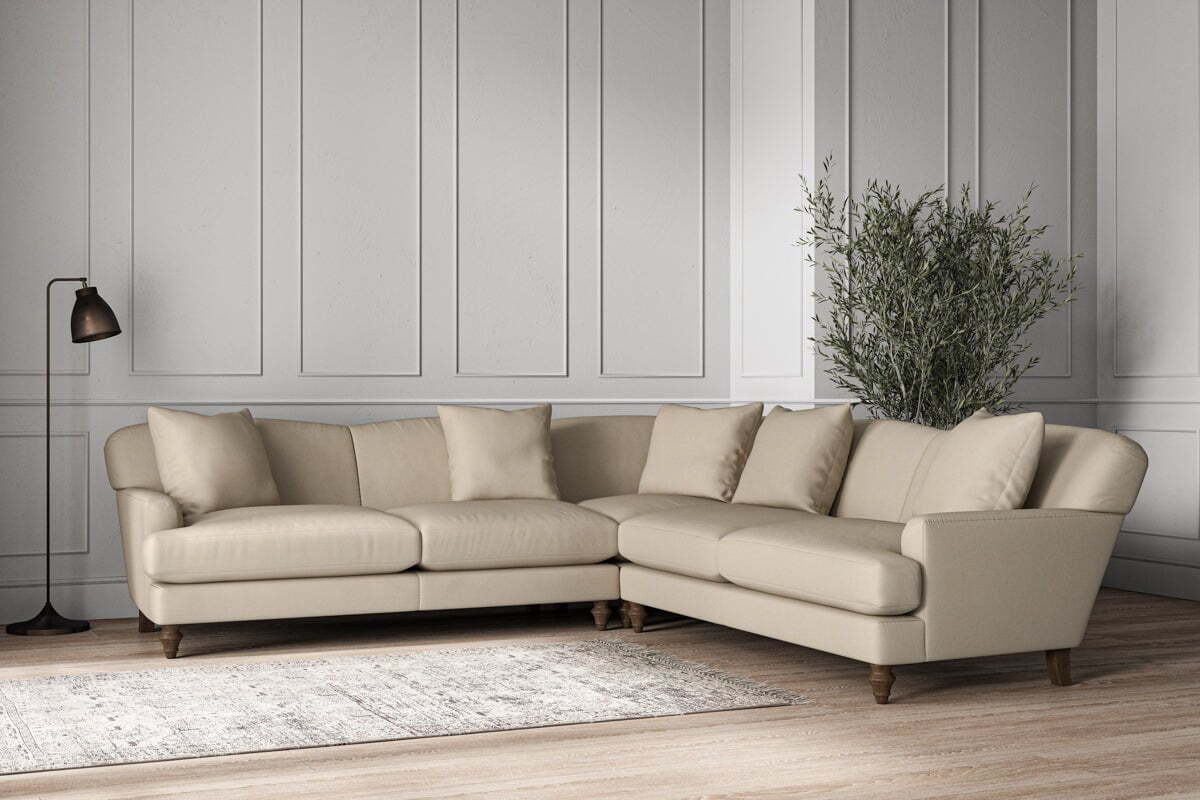 Deni Large Corner Sofa - Recycled Cotton Stone-MAKE TO ORDER-Nkuku