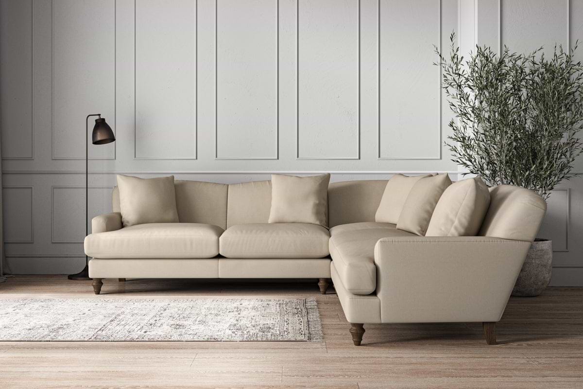 Deni Large Corner Sofa - Recycled Cotton Stone-MAKE TO ORDER-Nkuku