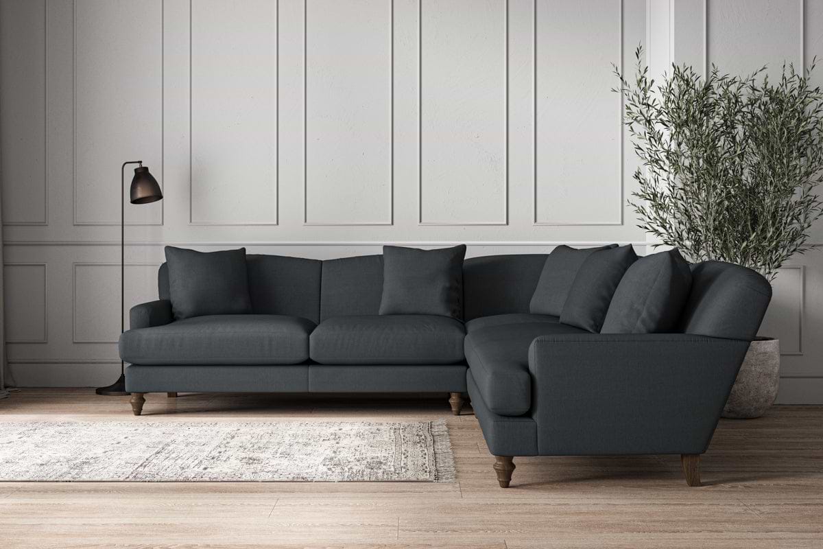 Deni Large Corner Sofa - Recycled Cotton Thunder-MAKE TO ORDER-Nkuku