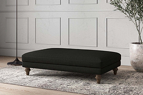 Deni Large Footstool - Brera Linen Charcoal-MAKE TO ORDER-Nkuku