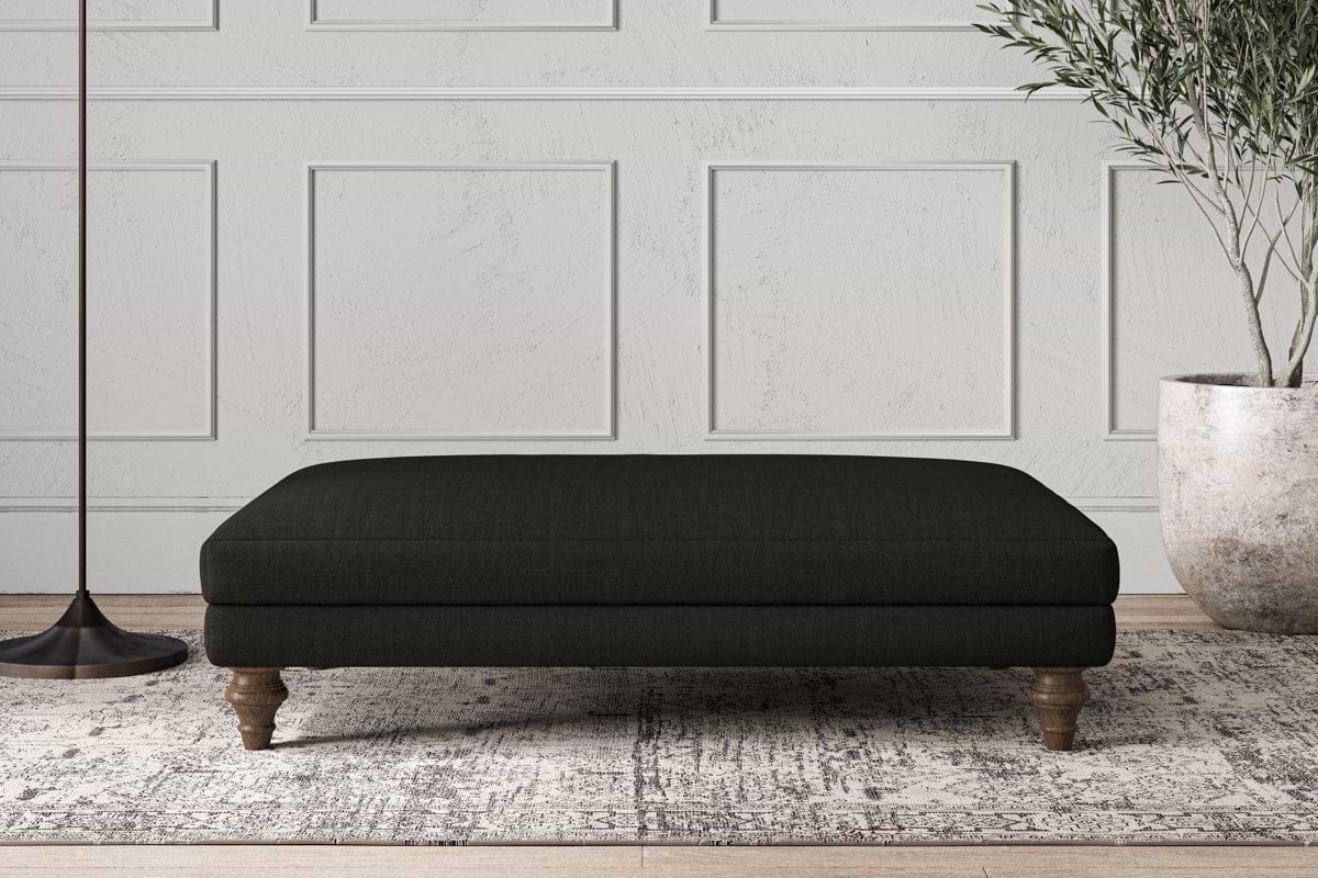 Deni Large Footstool - Brera Linen Charcoal-MAKE TO ORDER-Nkuku