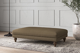 Deni Large Footstool - Brera Linen Chestnut-MAKE TO ORDER-Nkuku
