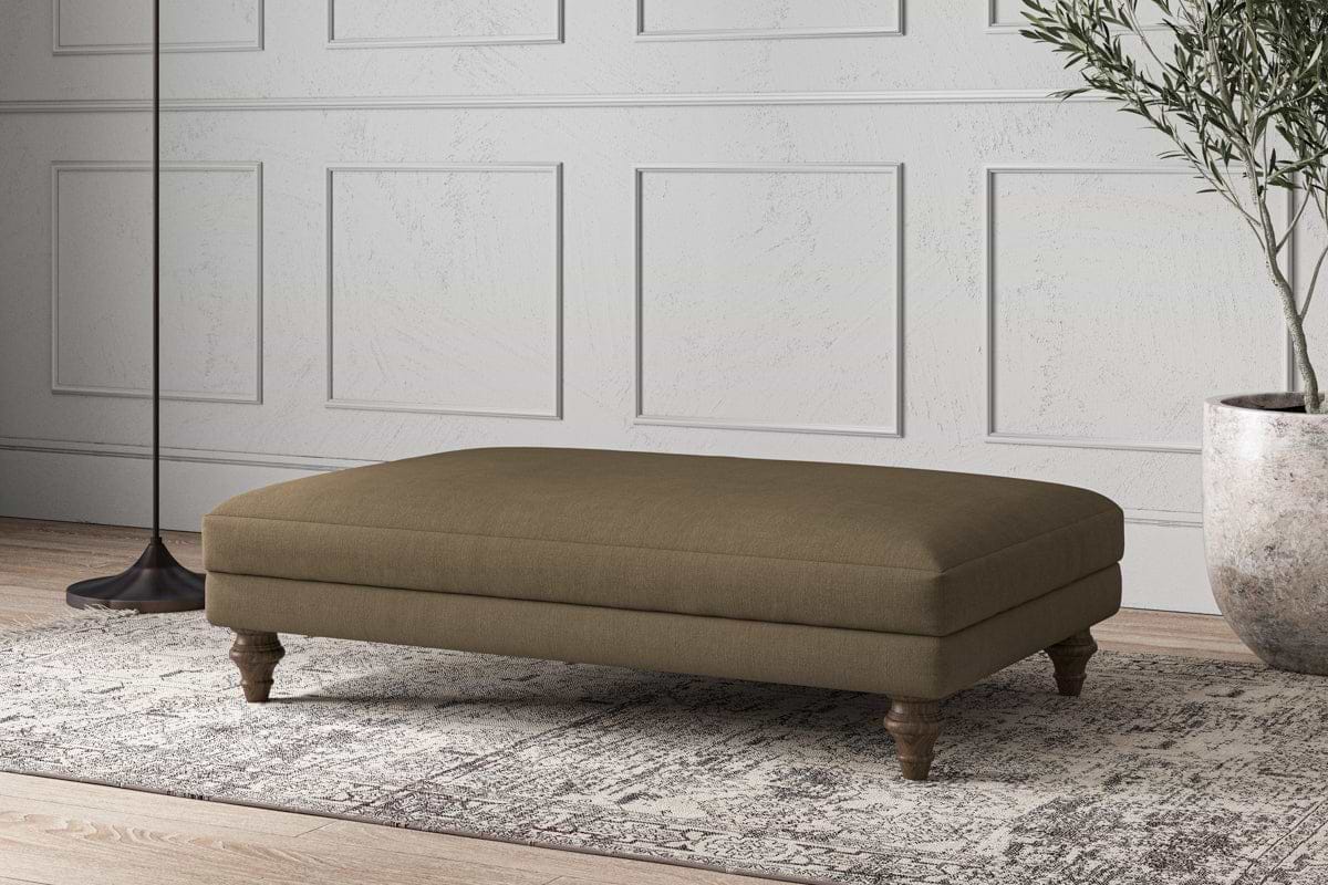 Deni Large Footstool - Brera Linen Chestnut-MAKE TO ORDER-Nkuku