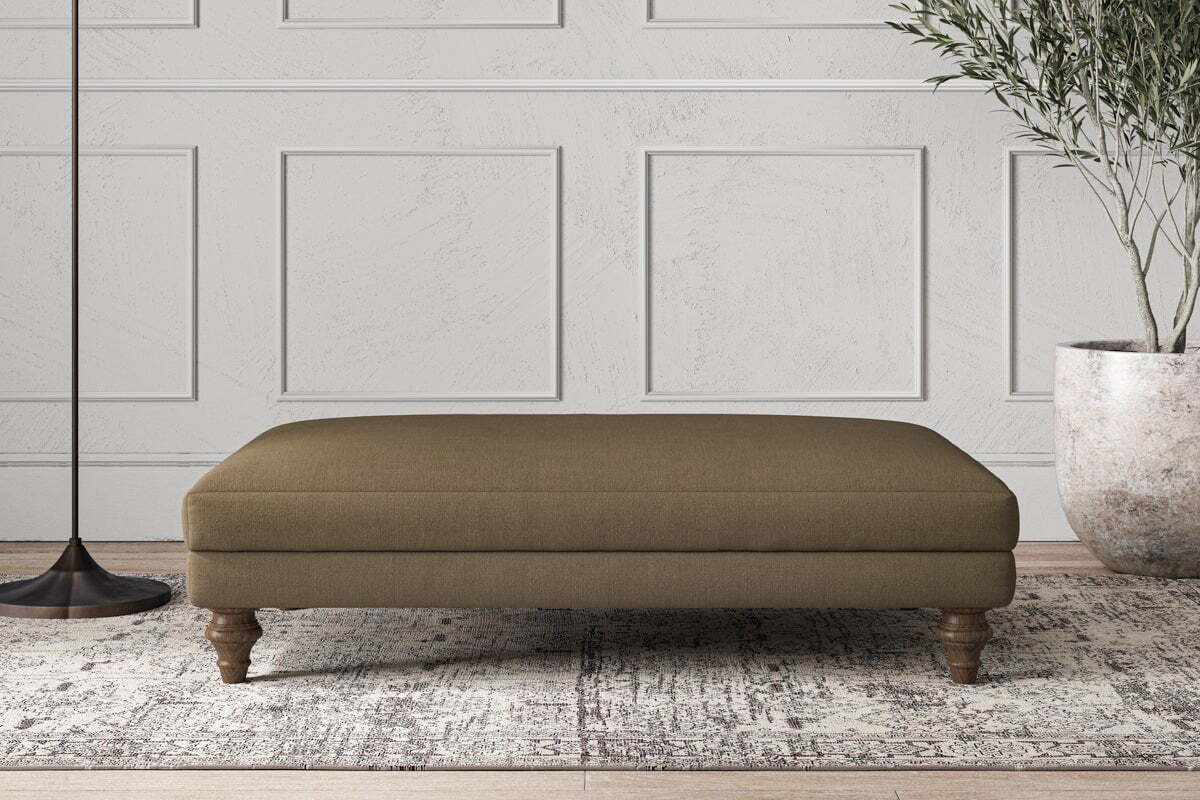 Deni Large Footstool - Brera Linen Chestnut-MAKE TO ORDER-Nkuku