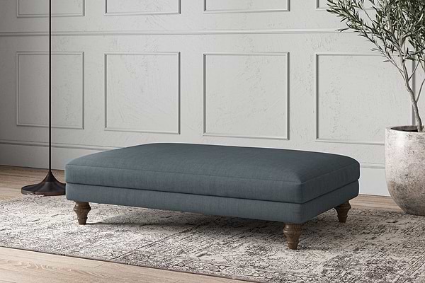 Deni Large Footstool - Brera Linen Dusk-MAKE TO ORDER-Nkuku