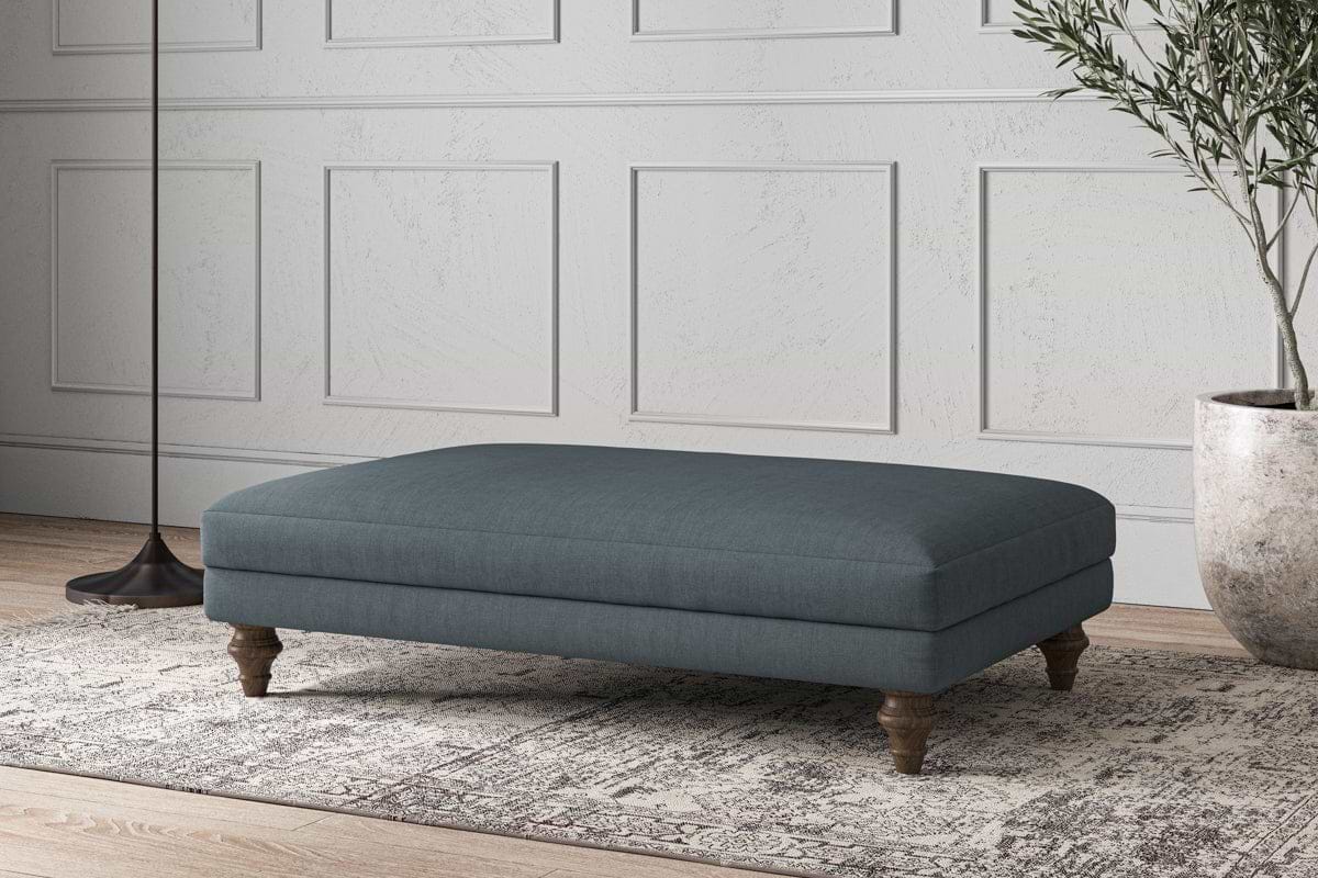Deni Large Footstool - Brera Linen Dusk-MAKE TO ORDER-Nkuku