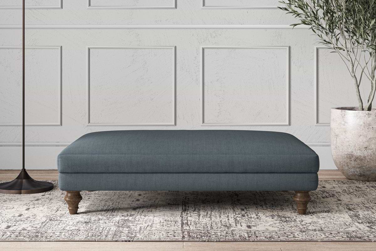 Deni Large Footstool - Brera Linen Dusk-MAKE TO ORDER-Nkuku