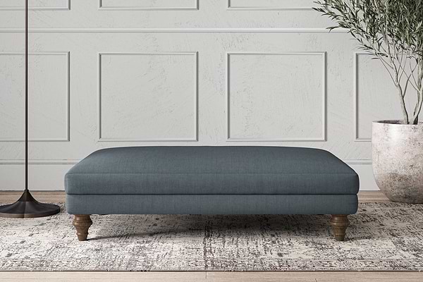 Deni Large Footstool - Brera Linen Dusk-MAKE TO ORDER-Nkuku