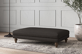 Deni Large Footstool - Brera Linen Espresso-MAKE TO ORDER-Nkuku