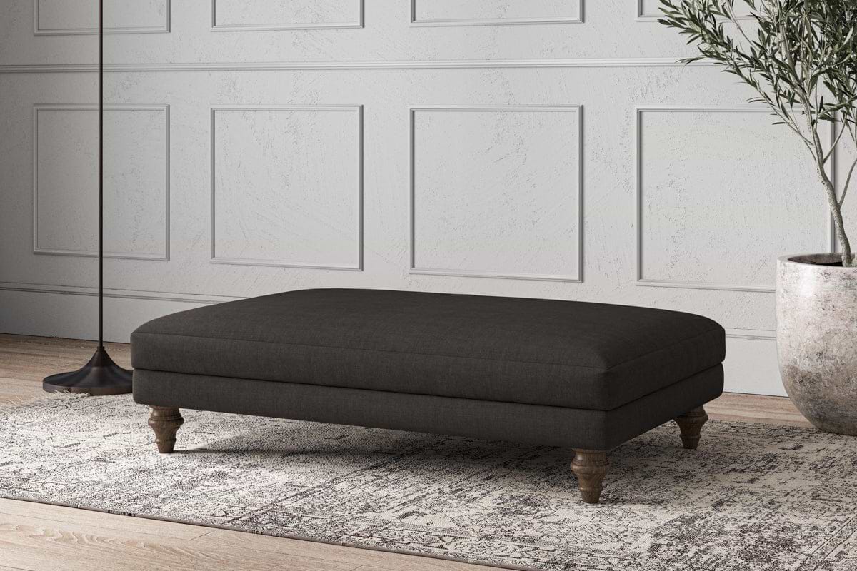 Deni Large Footstool - Brera Linen Espresso-MAKE TO ORDER-Nkuku