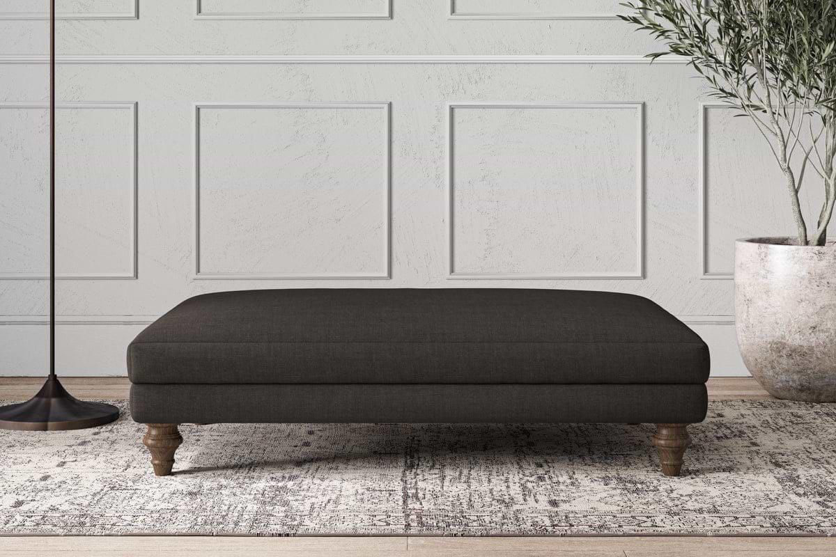 Deni Large Footstool - Brera Linen Espresso-MAKE TO ORDER-Nkuku