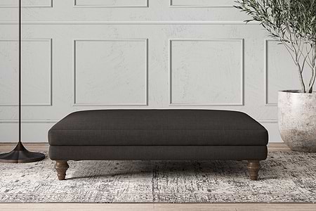 Deni Large Footstool - Brera Linen Espresso-MAKE TO ORDER-Nkuku