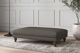 Deni Large Footstool - Brera Linen Granite-MAKE TO ORDER-Nkuku