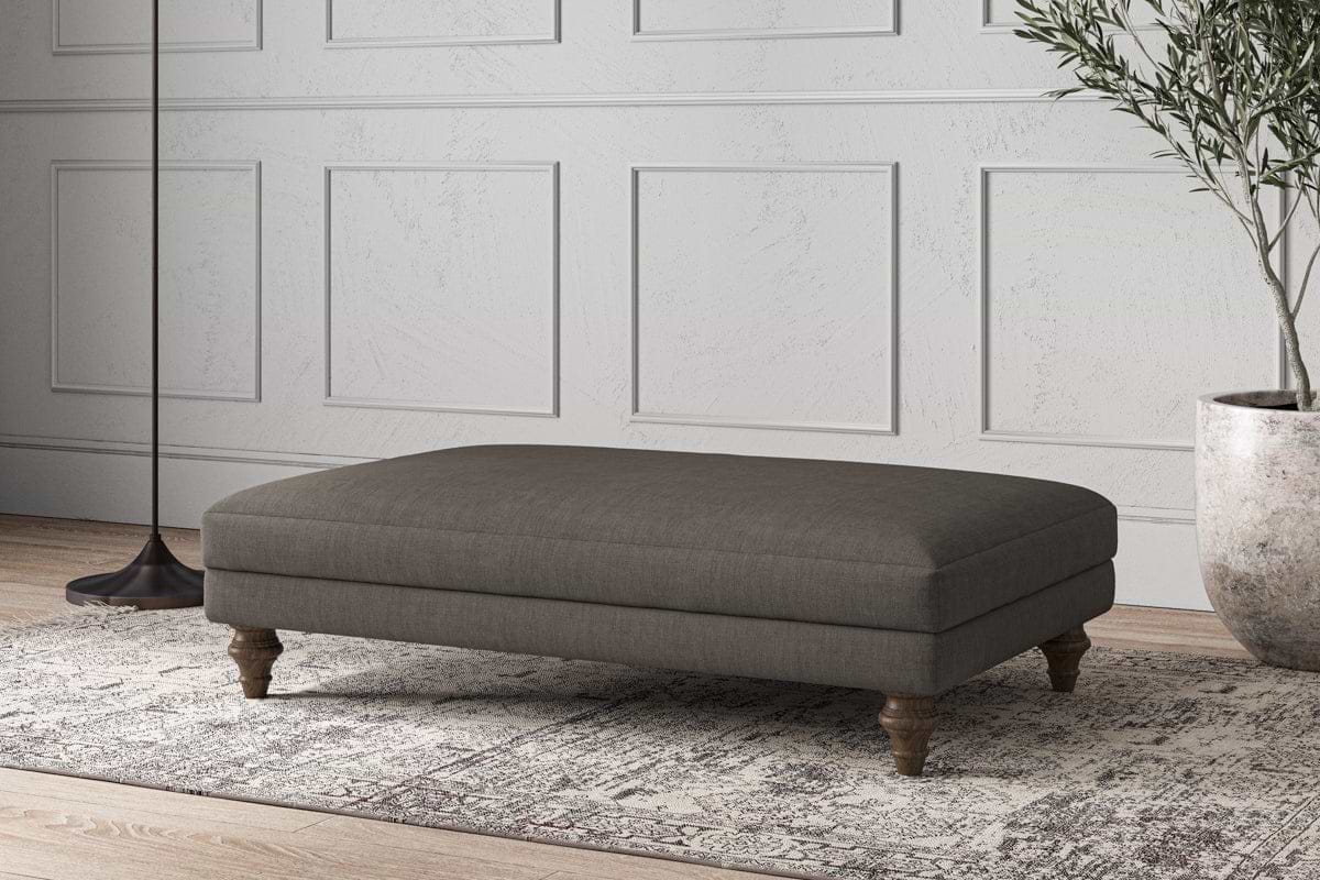 Deni Large Footstool - Brera Linen Granite-MAKE TO ORDER-Nkuku