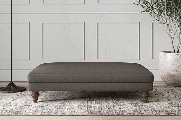 Deni Large Footstool - Brera Linen Granite-MAKE TO ORDER-Nkuku