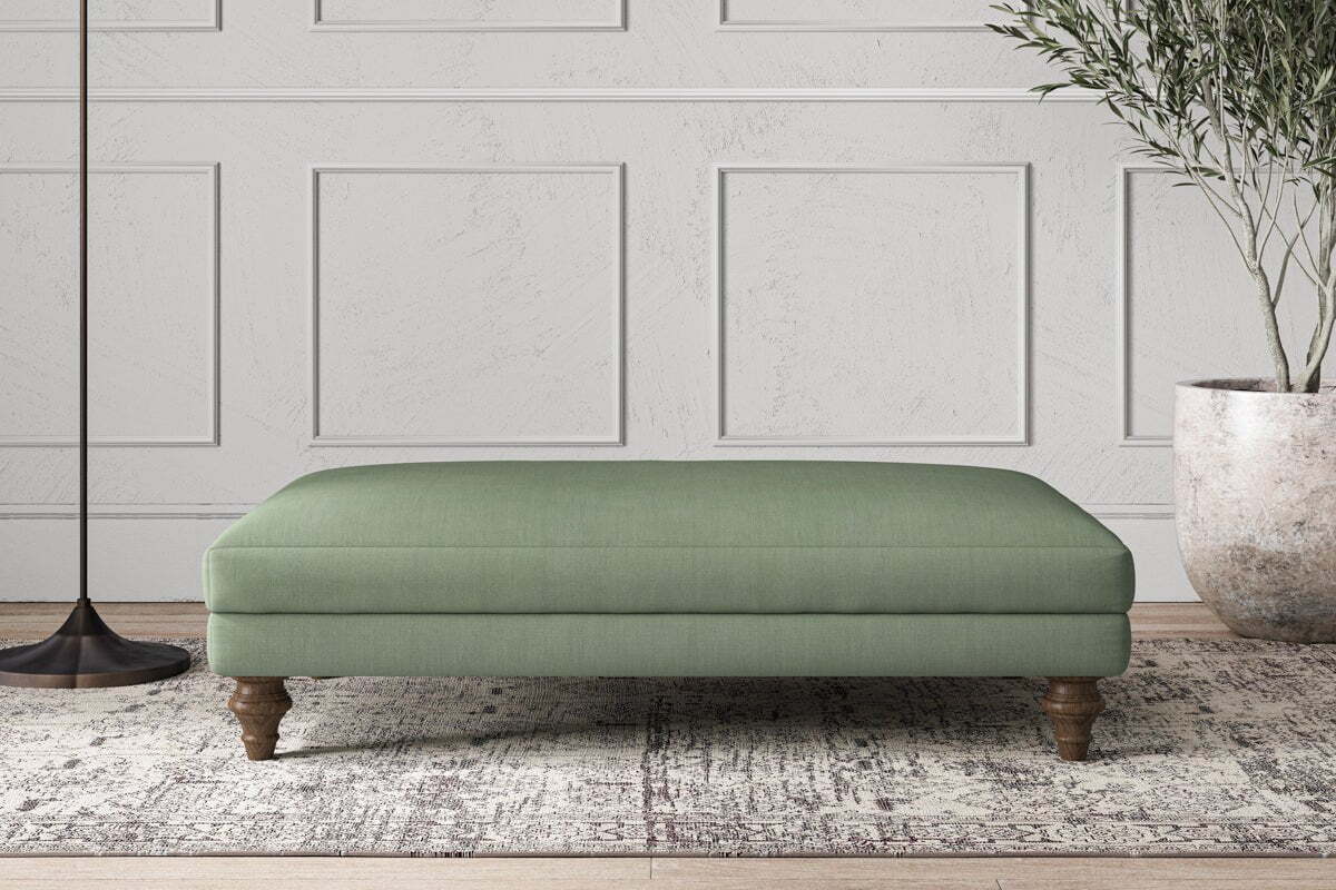 Deni Large Footstool - Brera Linen Jade-MAKE TO ORDER-Nkuku