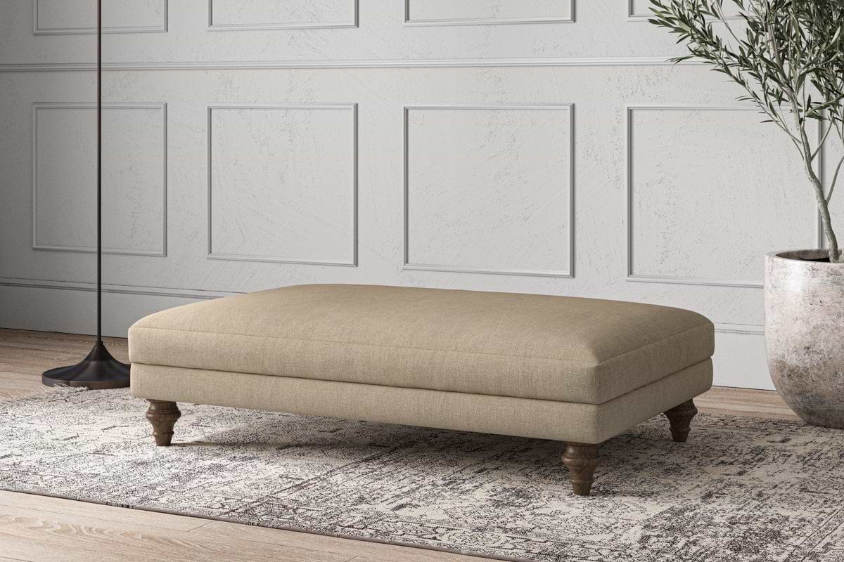 Deni Large Footstool - Brera Linen Pebble-MAKE TO ORDER-Nkuku