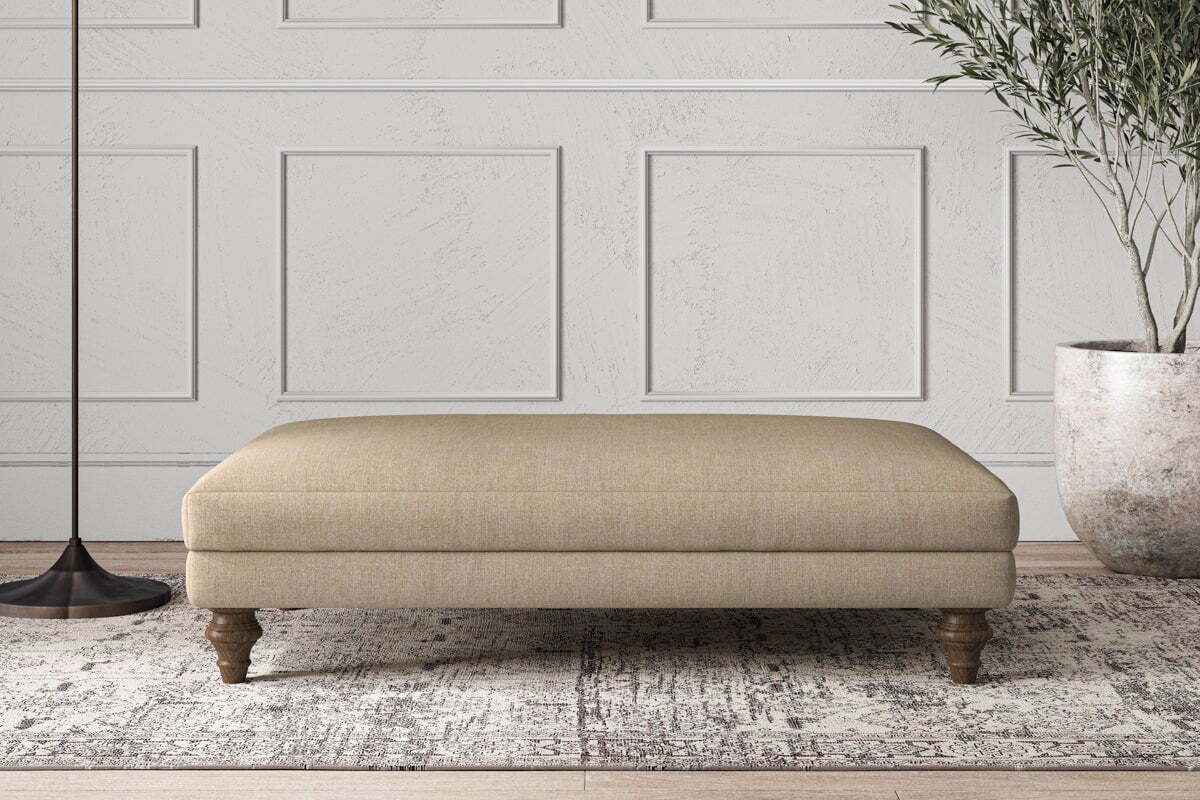 Deni Large Footstool - Brera Linen Pebble-MAKE TO ORDER-Nkuku