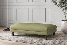 Deni Large Footstool - Brera Linen Sage-MAKE TO ORDER-Nkuku
