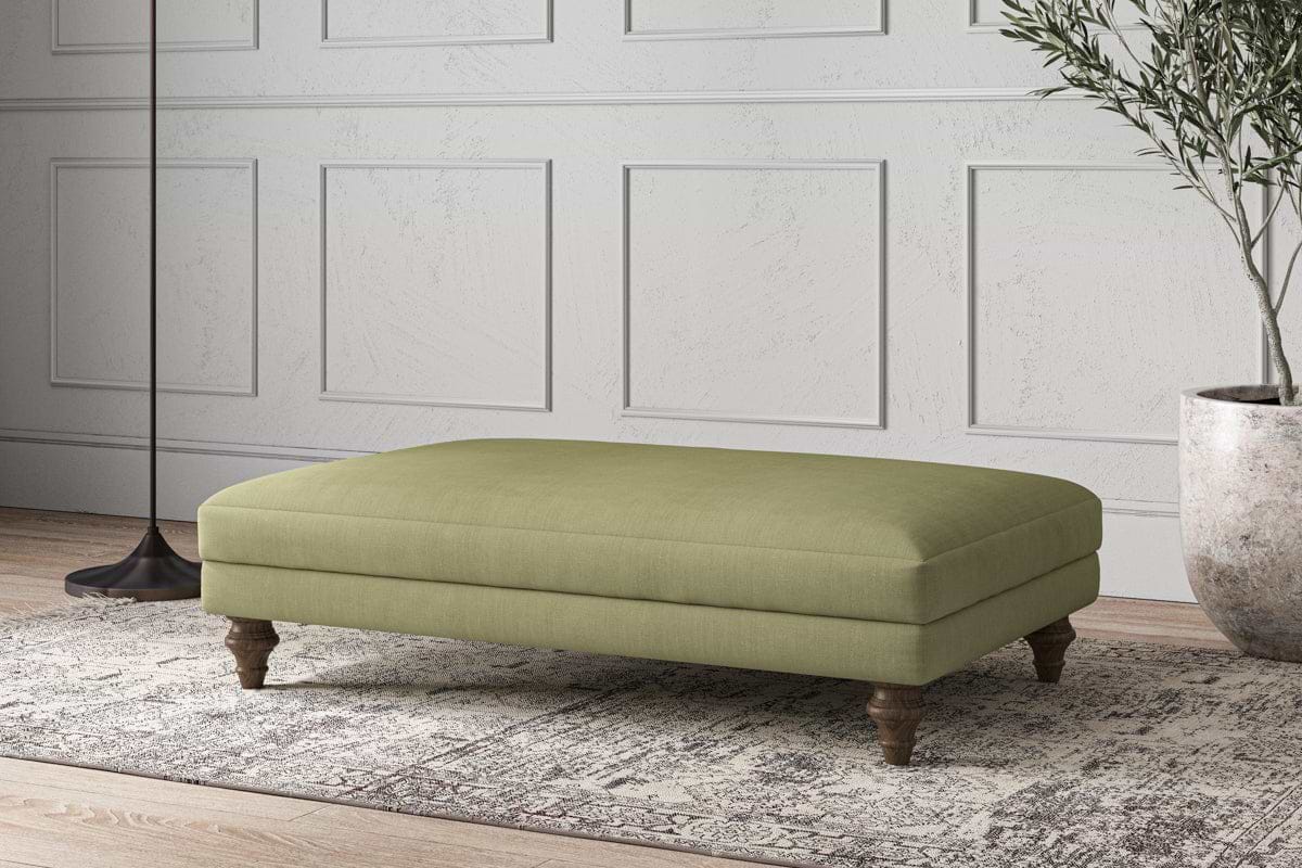 Deni Large Footstool - Brera Linen Sage-MAKE TO ORDER-Nkuku
