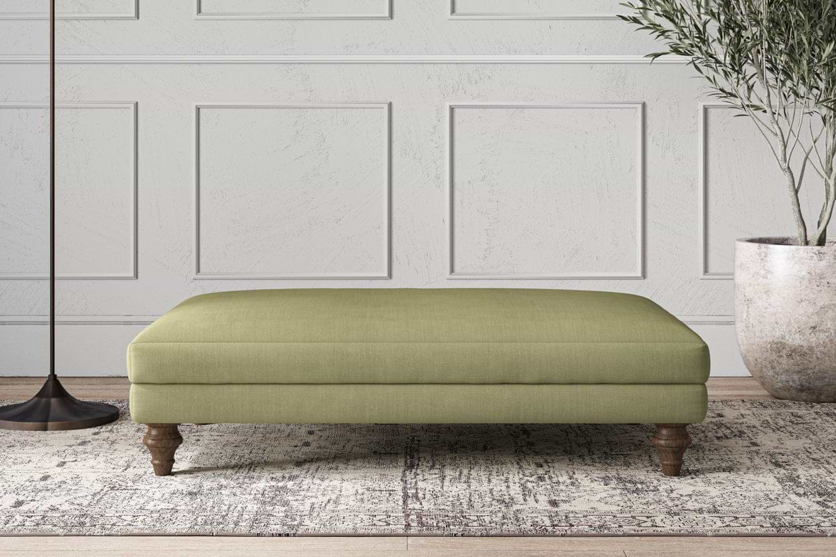 Deni Large Footstool - Brera Linen Sage-MAKE TO ORDER-Nkuku