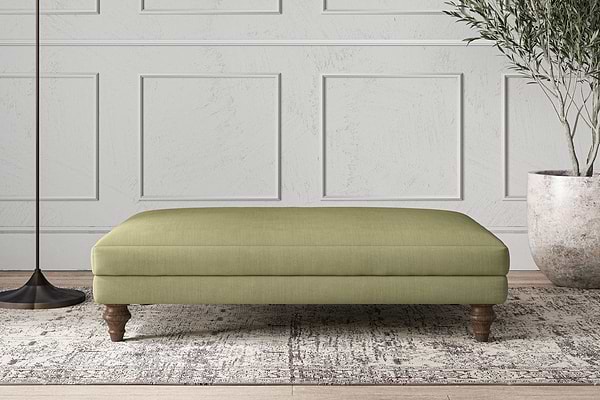 Deni Large Footstool - Brera Linen Sage-MAKE TO ORDER-Nkuku