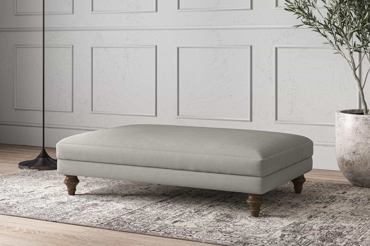 Deni Large Footstool - Brera Linen Smoke-MAKE TO ORDER-Nkuku