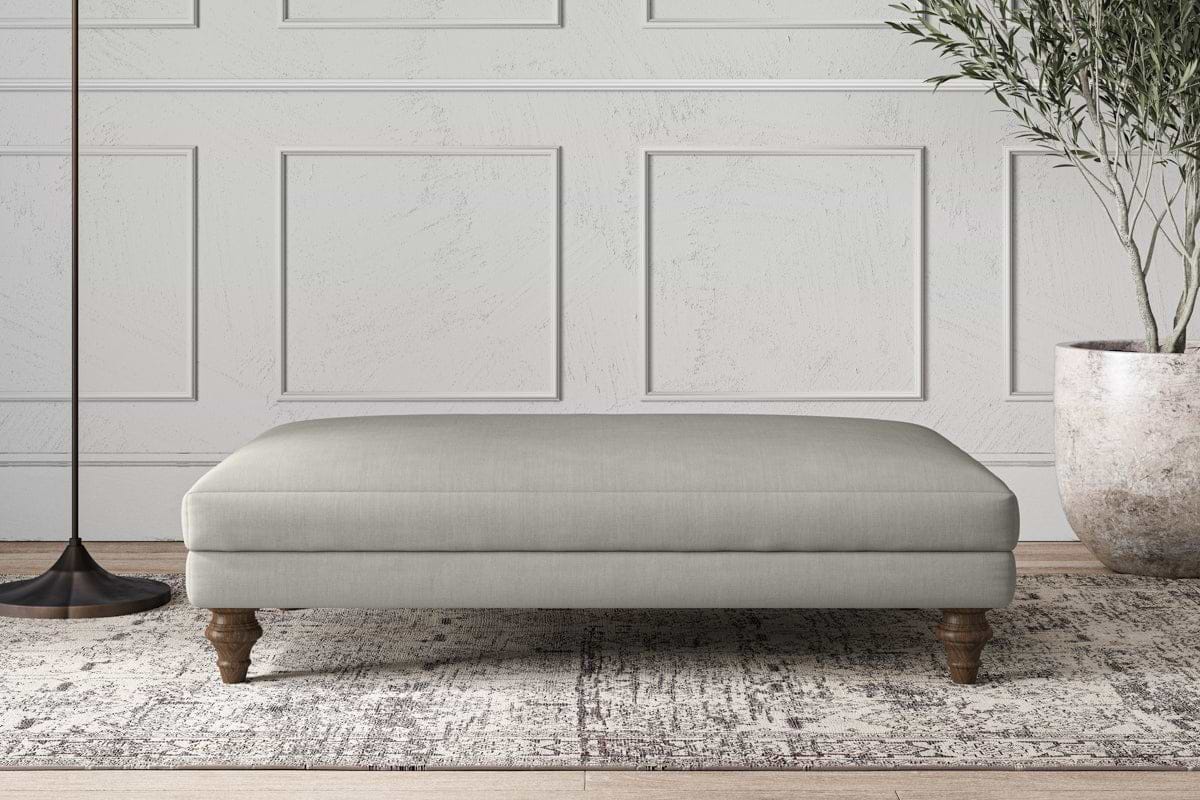 Deni Large Footstool - Brera Linen Smoke-MAKE TO ORDER-Nkuku
