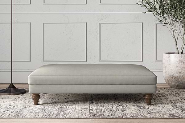 Deni Large Footstool - Brera Linen Smoke-MAKE TO ORDER-Nkuku