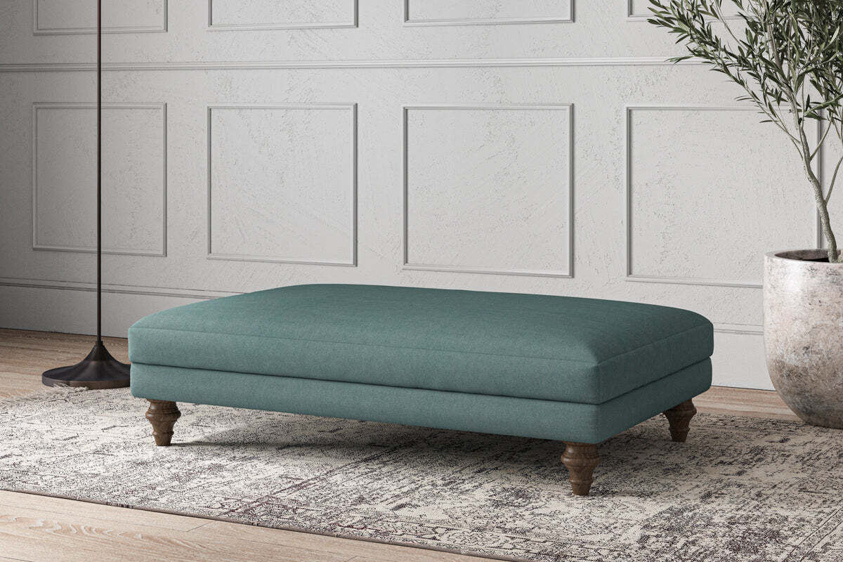 Deni Large Footstool - Recycled Cotton Airforce-MAKE TO ORDER-Nkuku