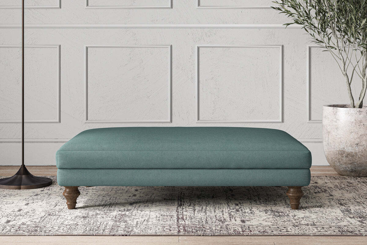 Deni Large Footstool - Recycled Cotton Airforce-MAKE TO ORDER-Nkuku