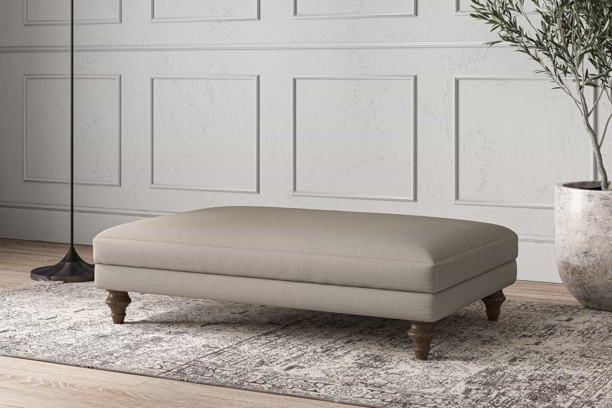 Deni Large Footstool - Recycled Cotton Flax-MAKE TO ORDER-Nkuku