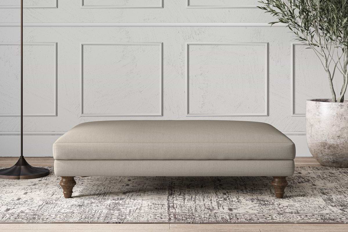 Deni Large Footstool - Recycled Cotton Flax-MAKE TO ORDER-Nkuku
